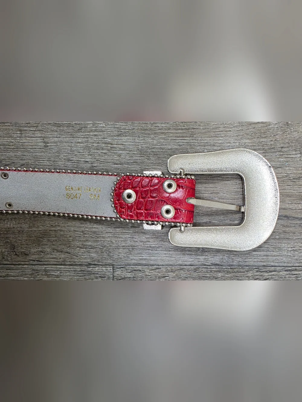 Women's Red & Silver Rhinestone Belt-Size SM